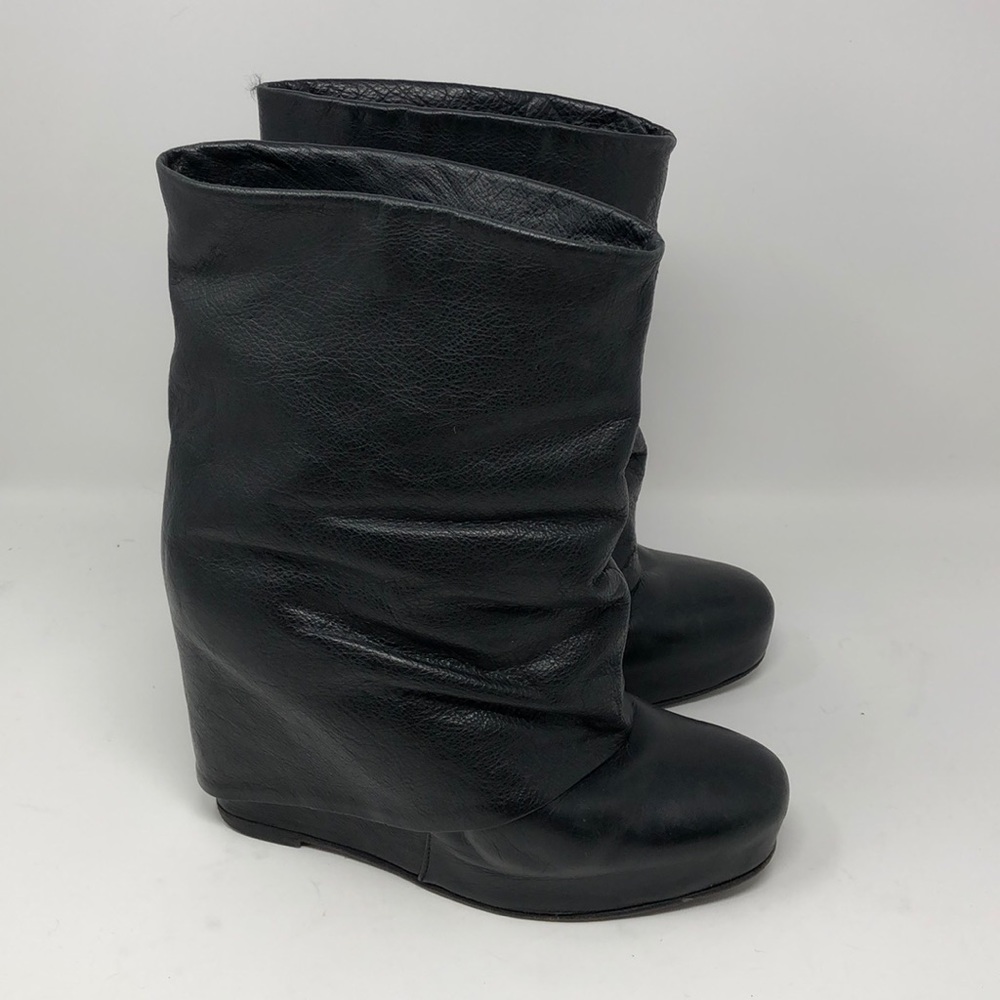 Vera Wang Lavender Slouch Leather Wedge Boots